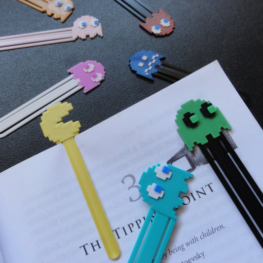 Custom Pac-Man Themed Bookmarks x5, Retro Arcade game style bookmark, Fun Pac-man Bookmark Decoration!