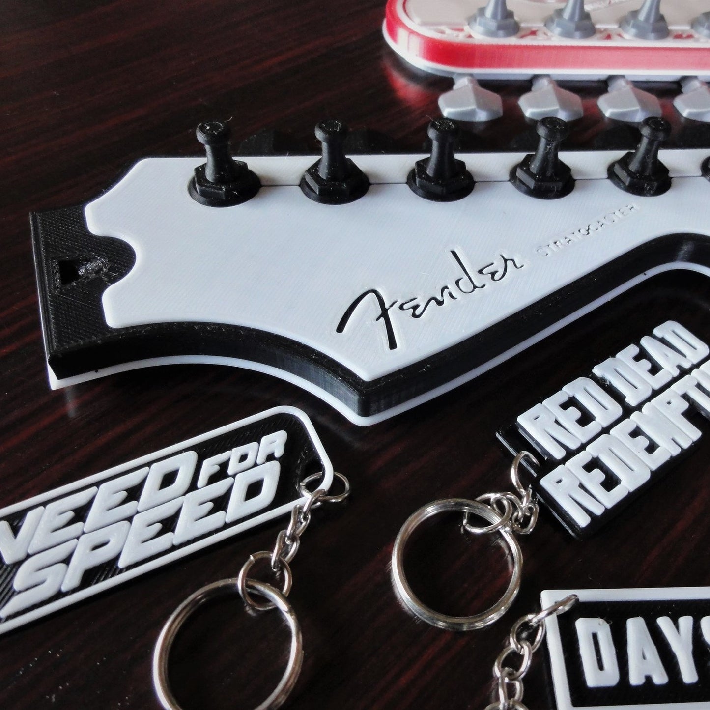 Custom Guitar Headstock Key holder, Fender Guitar Key Hanger Decoration. Wall mounted Key rack, Entryway organizer for Key storage.